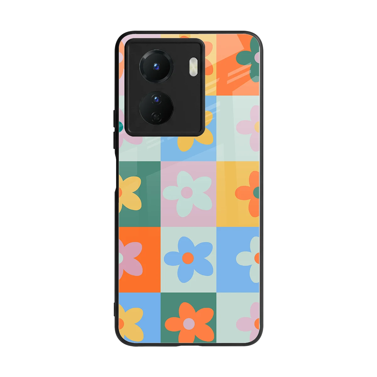 Floral Patchwork back phone cover | glass case for vivo y16