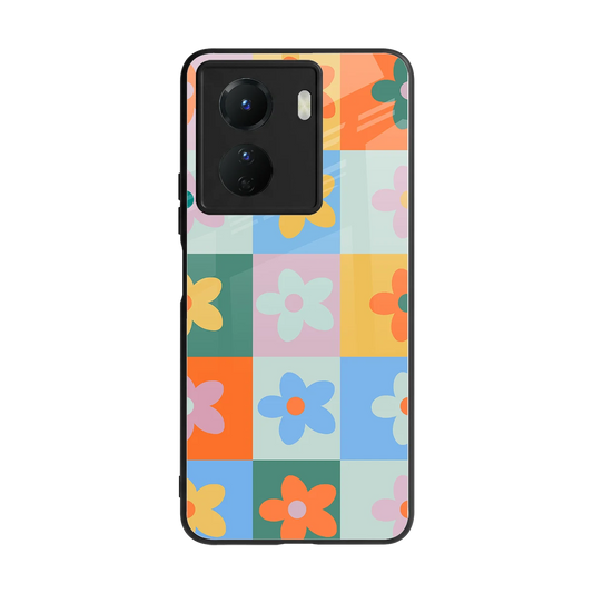 Floral Patchwork back phone cover | glass case for vivo y16