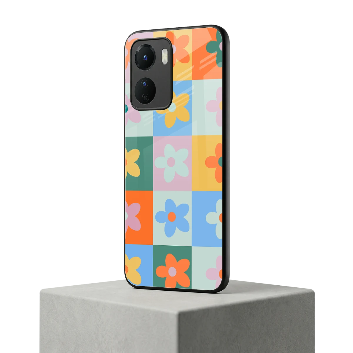 Floral Patchwork vivo y16 mobile cover | shockproof glass phone case
