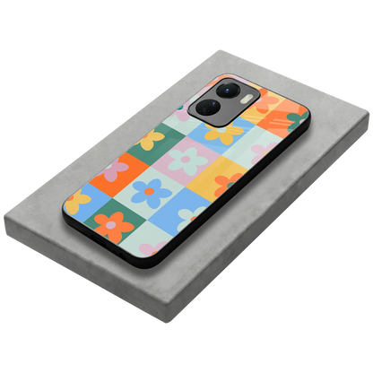 Floral Patchwork stylish phone case for vivo y16 | glossy glass and slim fit