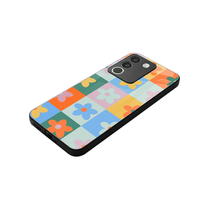 Floral Patchwork stylish phone case for vivo y200 5g | glossy glass and slim fit