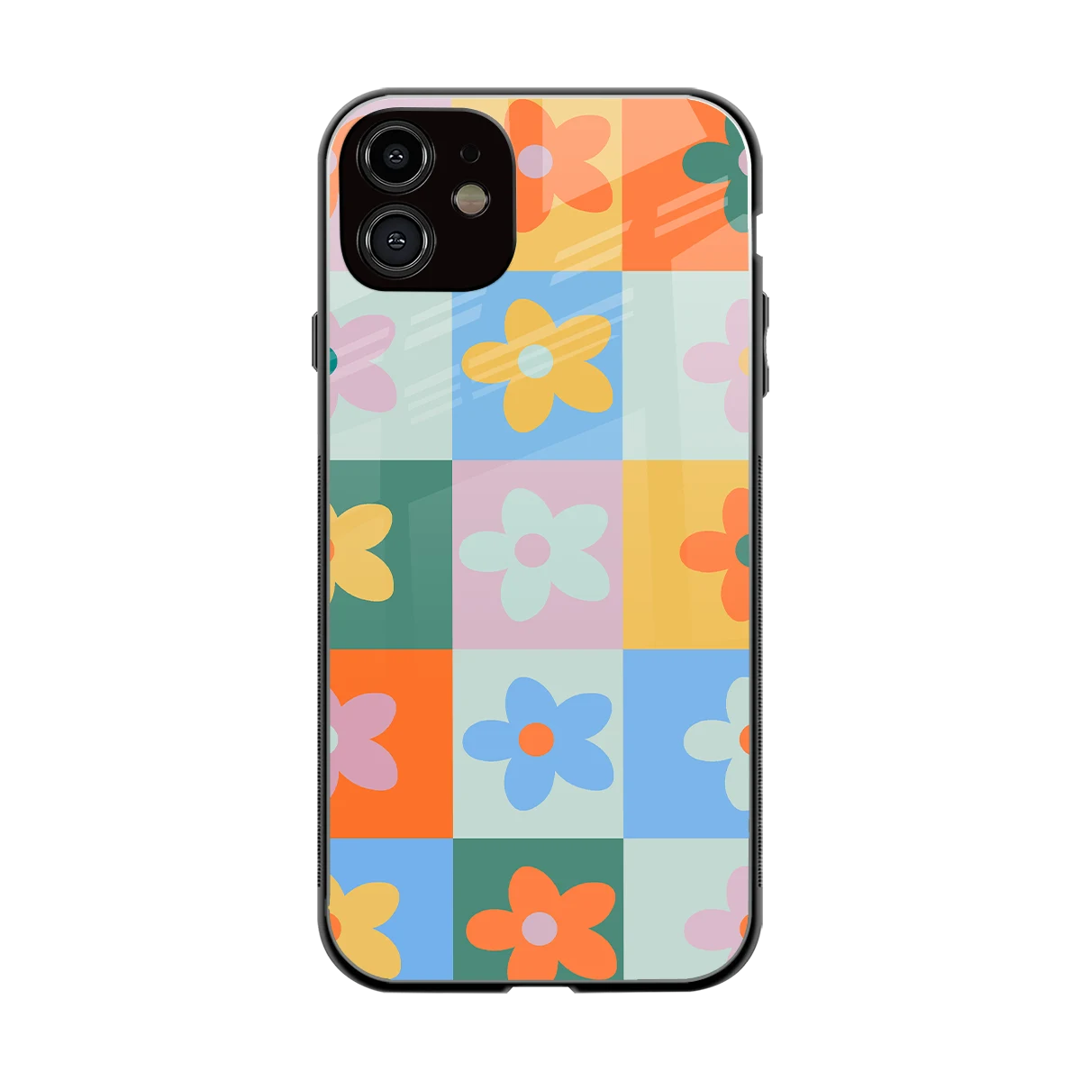 Floral Patchwork back phone cover | glass case for iphone 12