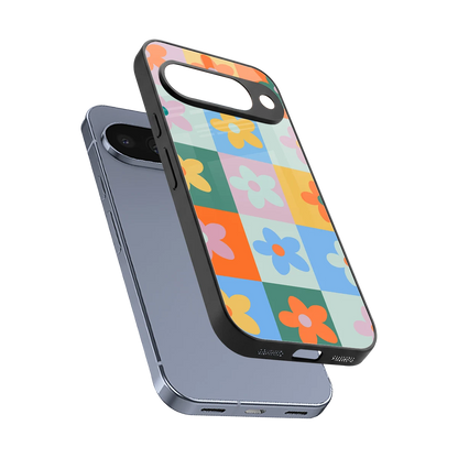 Floral Patchwork sleek google pixel 10 cover with tempered glass back and TPU edges