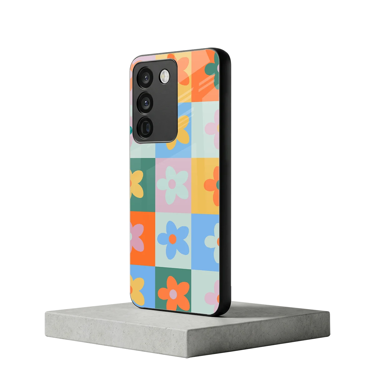 Floral Patchwork vivo y200 5g mobile cover | shockproof glass phone case