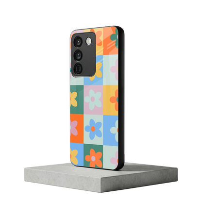 Floral Patchwork vivo y200 5g mobile cover | shockproof glass phone case