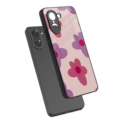 Floral Purple sleek oneplus nord ce5 5g cover with tempered glass back and TPU edges
