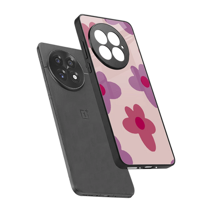 Floral Purple sleek oneplus 13 cover with tempered glass back and TPU edges