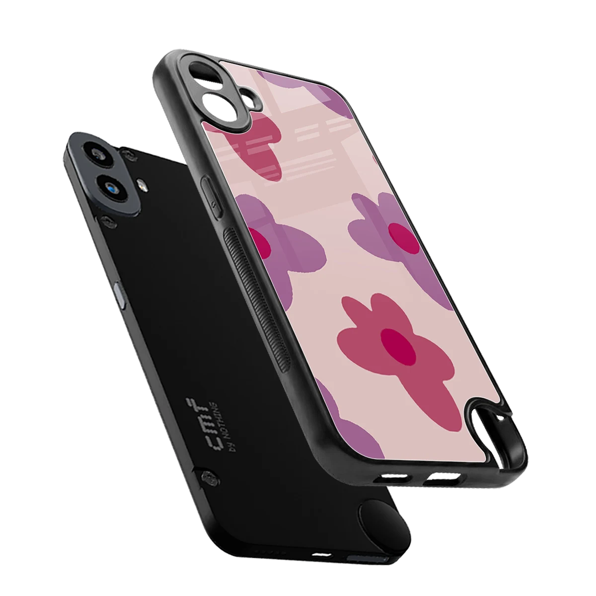 Floral Purple sleek cmf nothing phone 1 cover with tempered glass back and TPU edges