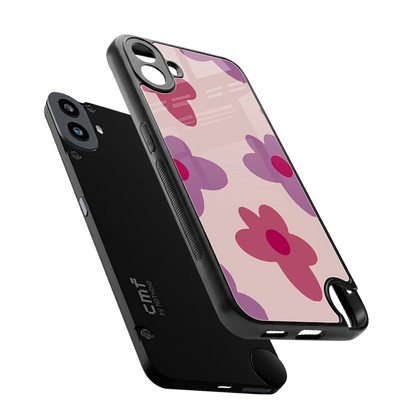 Floral Purple sleek cmf nothing phone 1 cover with tempered glass back and TPU edges