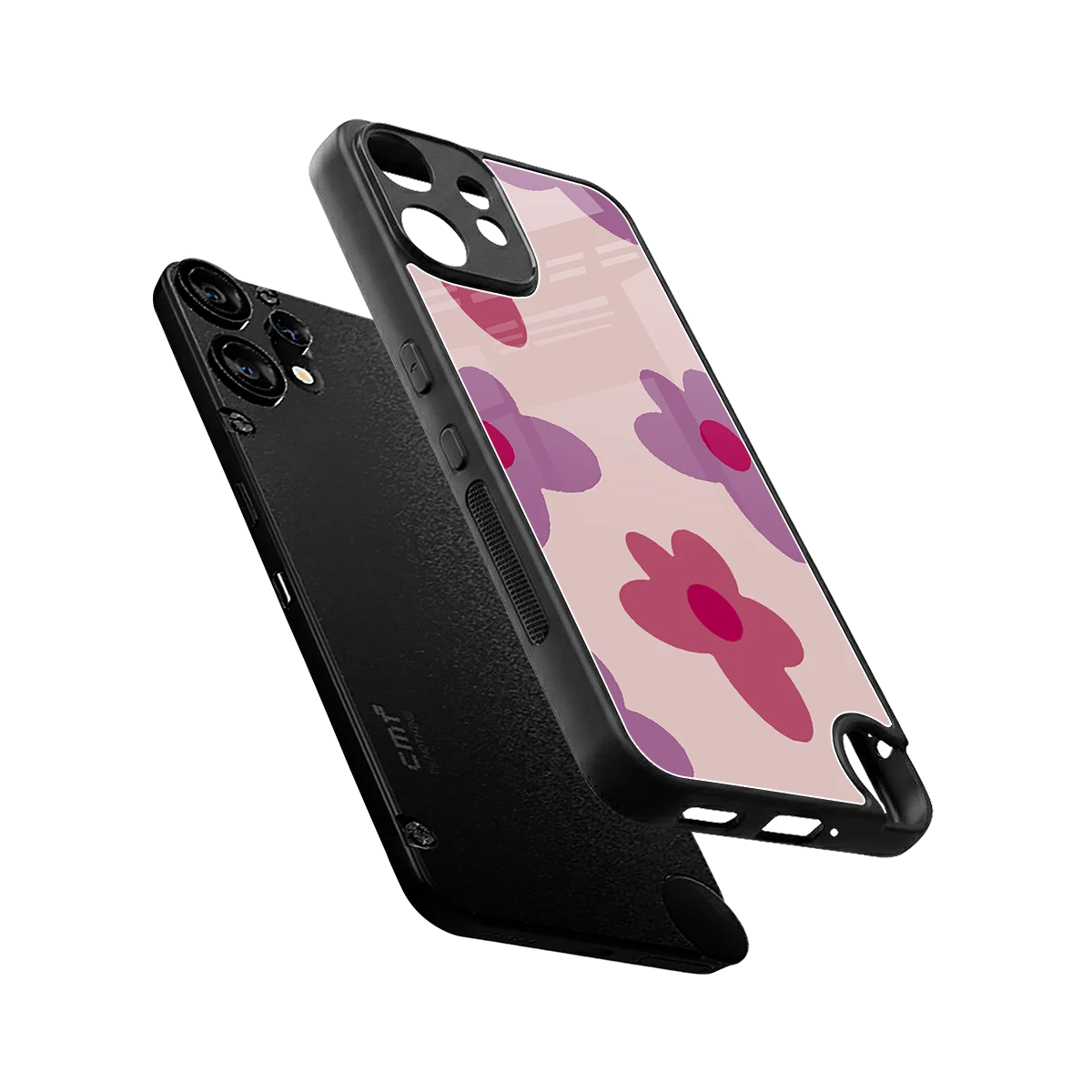 Floral Purple sleek cmf nothing phone 2 pro cover with tempered glass back and TPU edges