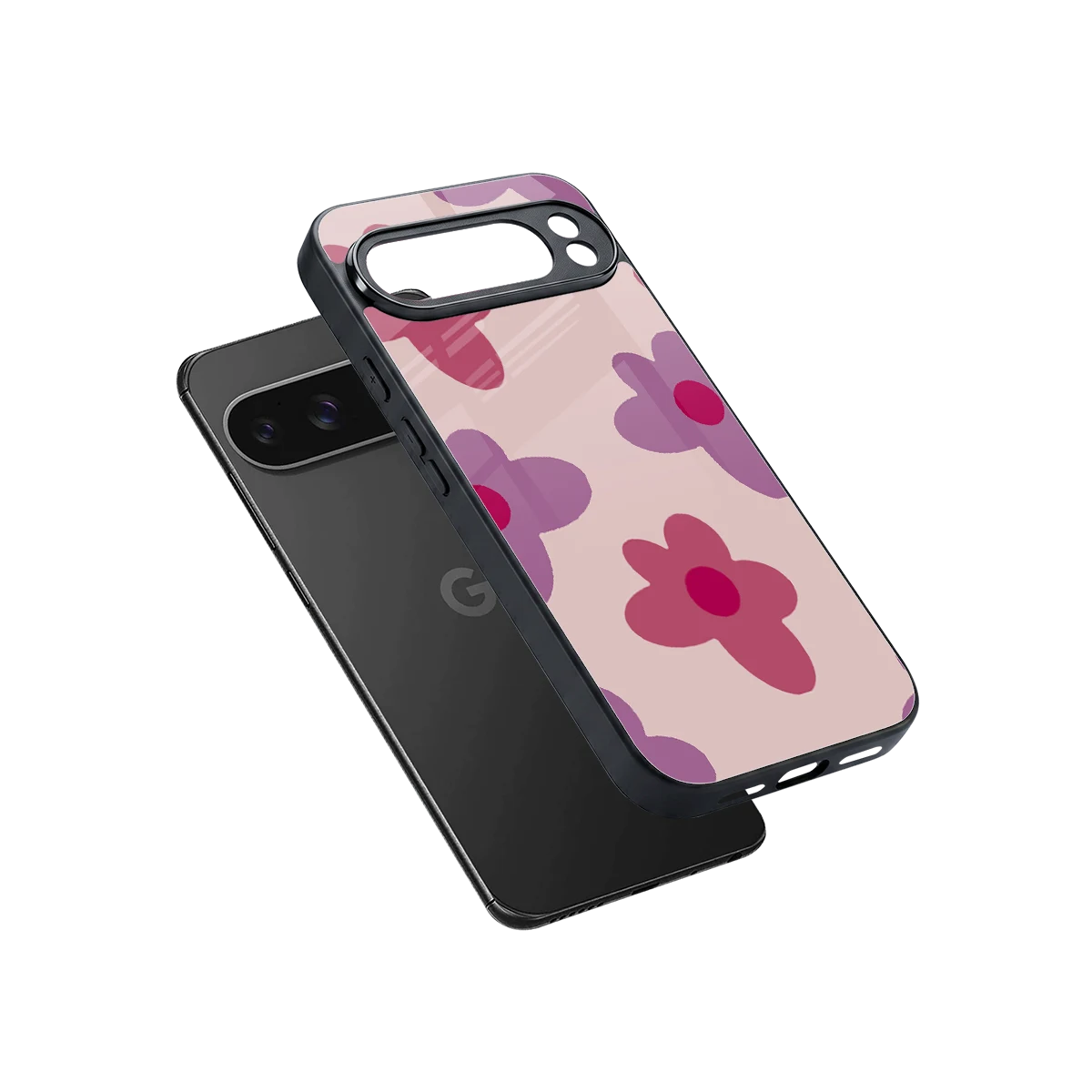 Floral Purple sleek google pixel 10 pro xl cover with tempered glass back and TPU edges