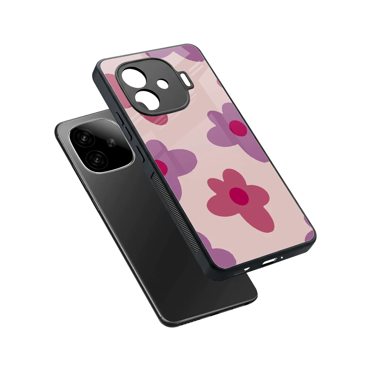 Floral Purple sleek iqoo neo 10r 5g cover with tempered glass back and TPU edges