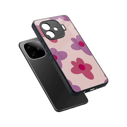 Floral Purple sleek iqoo neo 10r 5g cover with tempered glass back and TPU edges