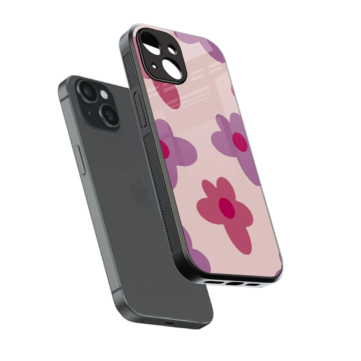 Floral Purple sleek iphone 13 cover with tempered glass back and TPU edges