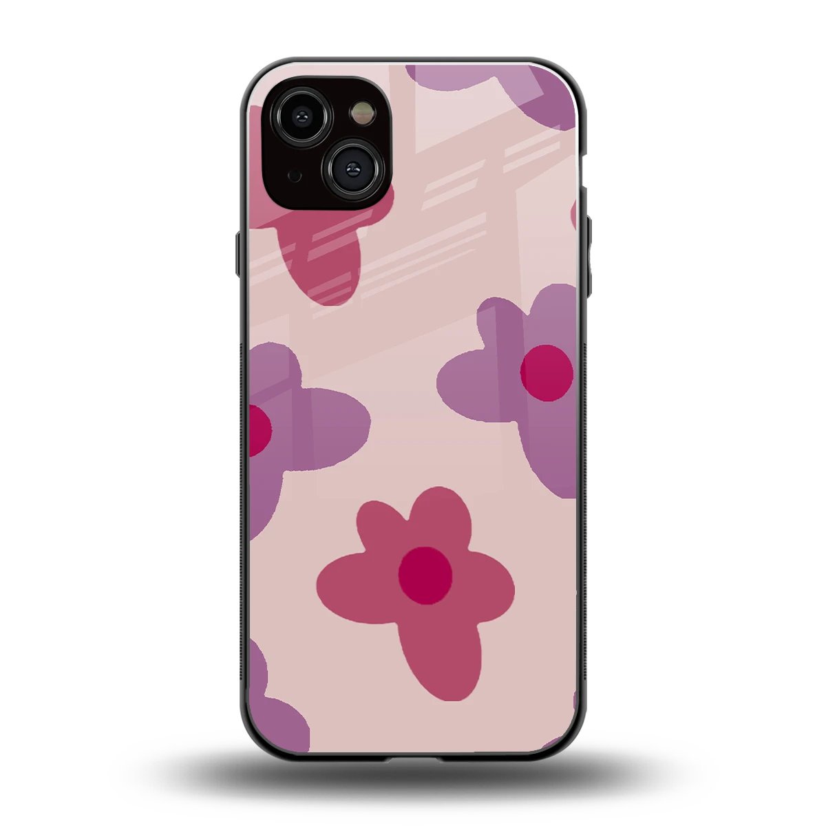 Floral Purple back phone cover | glass case for iphone 14 plus