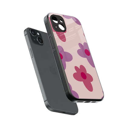 Floral Purple sleek iphone 14 plus cover with tempered glass back and TPU edges