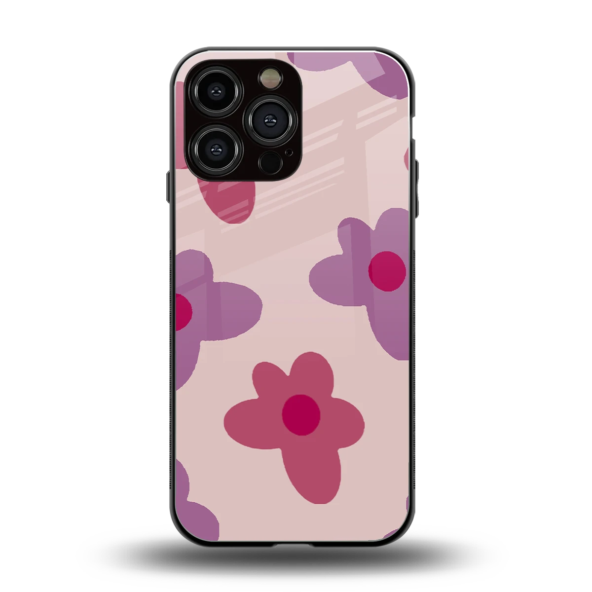 Floral Purple back phone cover | glass case for iphone 15 pro max