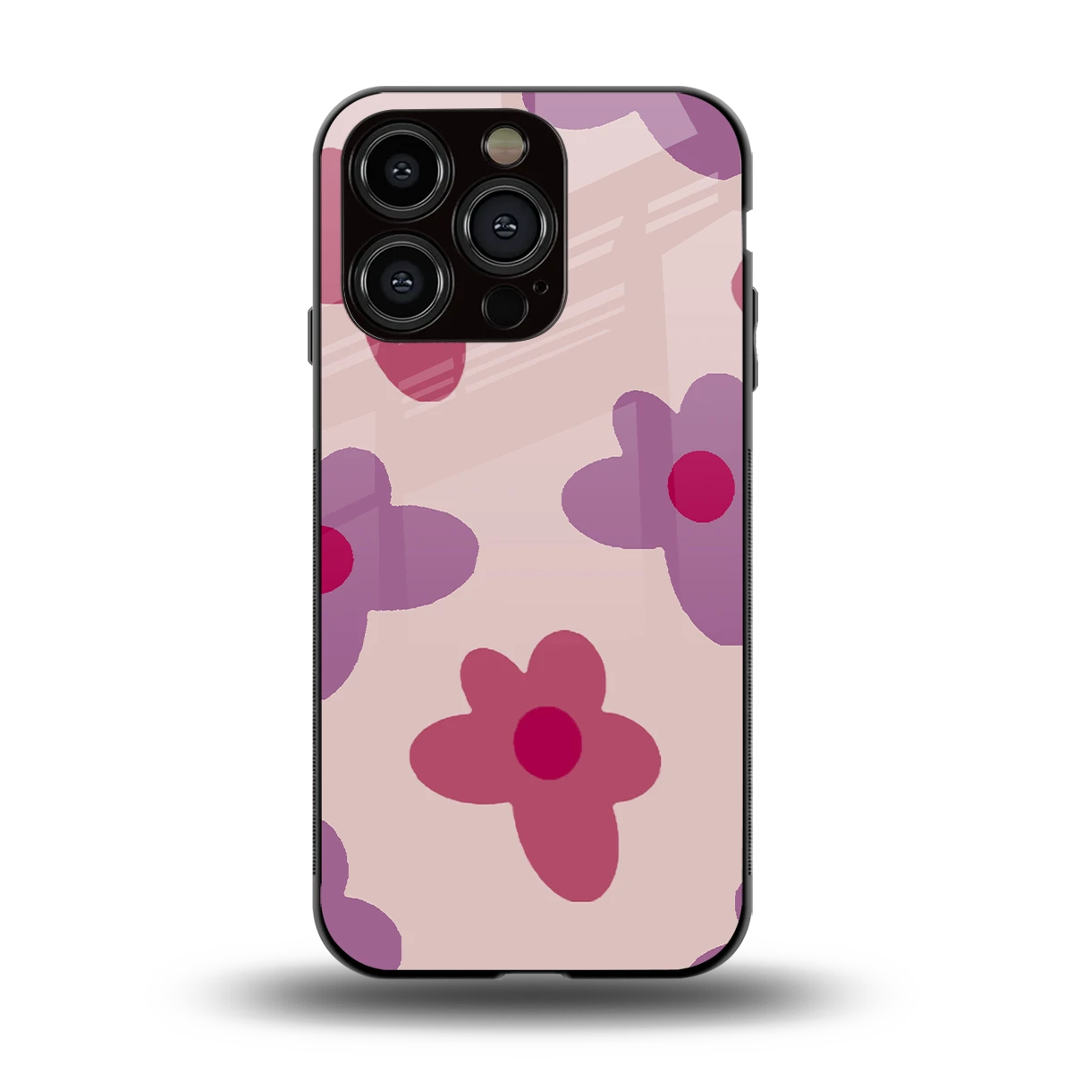 Floral Purple back phone cover | glass case for iphone 15 pro