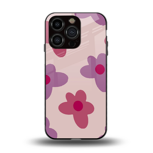 Floral Purple back phone cover | glass case for iphone 15 pro