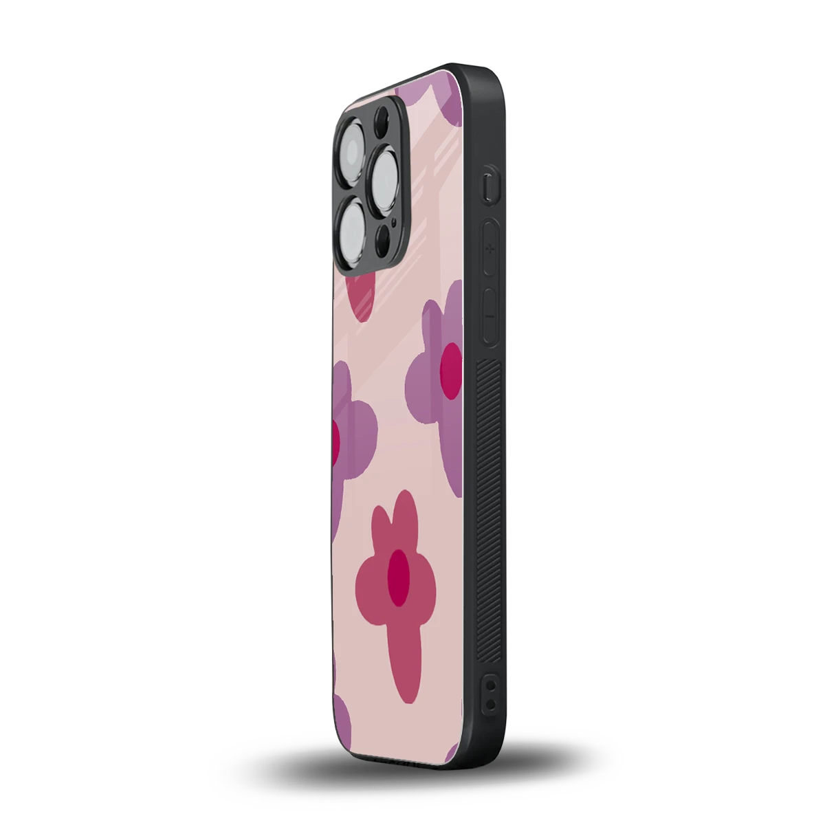 Floral Purple iphone 15 pro mobile cover | shockproof glass phone case