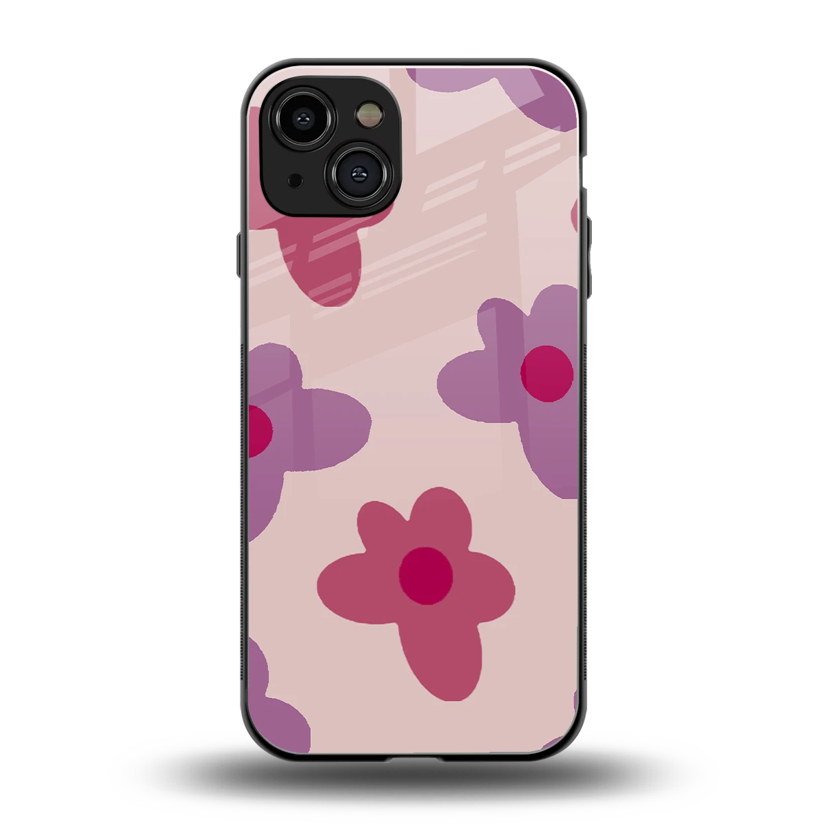 Floral Purple back phone cover | glass case for iphone 15