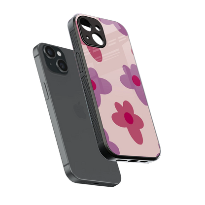 Floral Purple sleek iphone 15 cover with tempered glass back and TPU edges