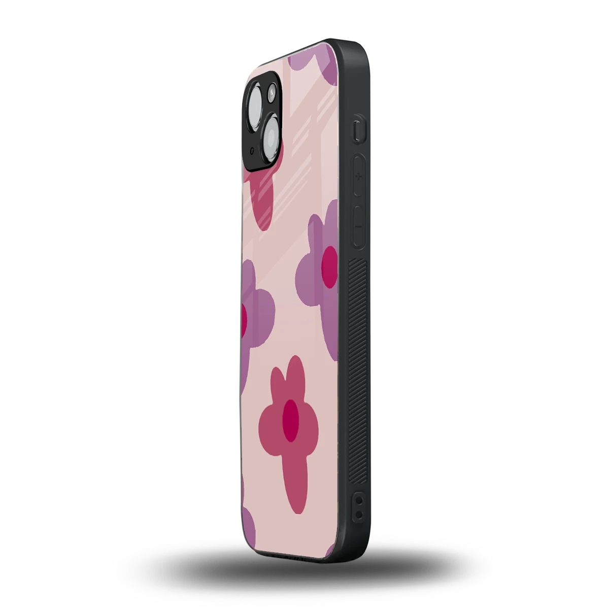 Floral Purple iphone 15 mobile cover | shockproof glass phone case