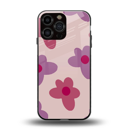 Floral Purple back phone cover | glass case for iphone 16 pro max