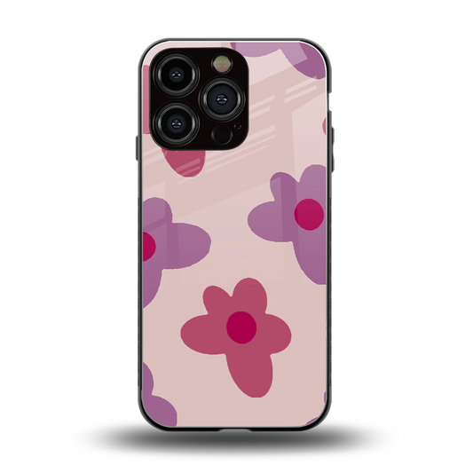 Floral Purple back phone cover | glass case for iphone 16 pro