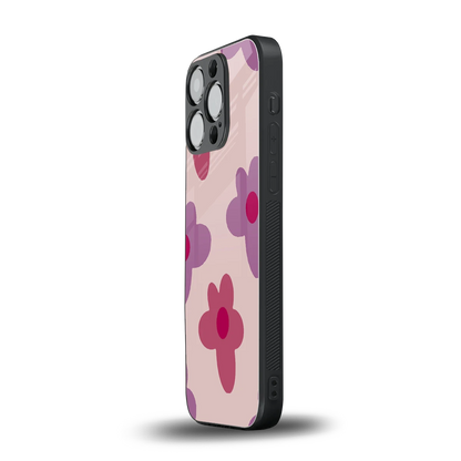Floral Purple iphone 16 pro mobile cover | shockproof glass phone case