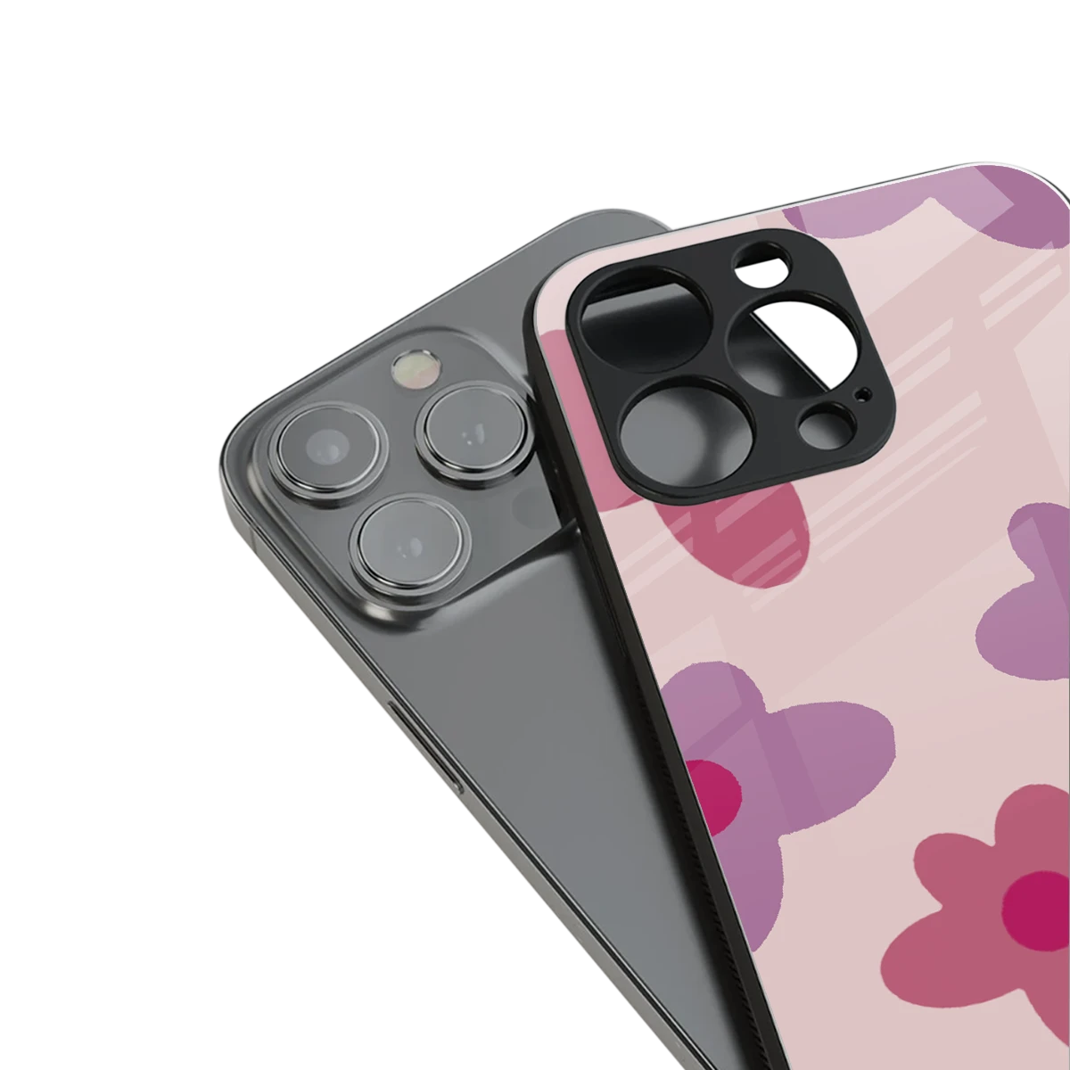 Floral Purple stylish phone case for iphone 15 pro max | glossy glass and slim fit