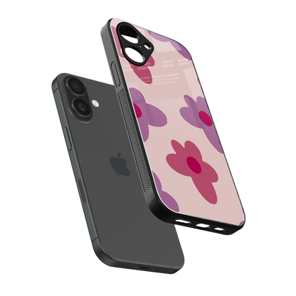 Floral Purple sleek iPhone 16 cover with tempered glass back and TPU edges