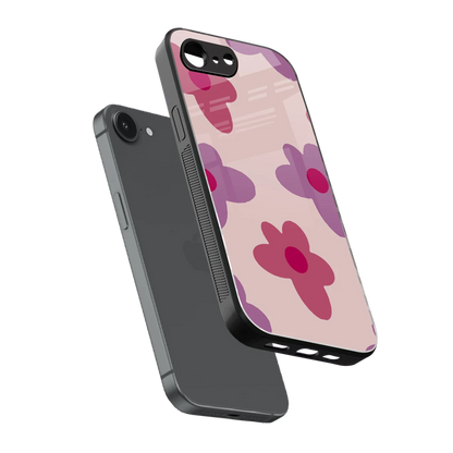 Floral Purple sleek iphone 17e cover with tempered glass back and TPU edges