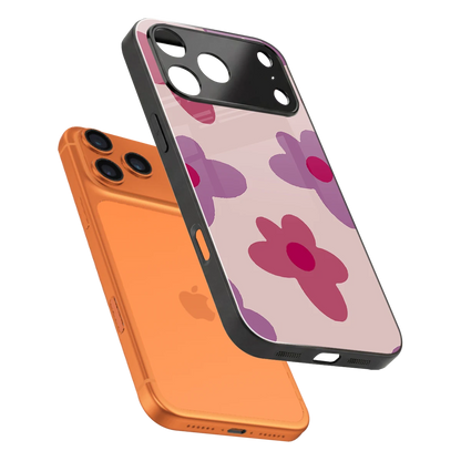 Floral Purple sleek iphone 17 pro cover with tempered glass back and TPU edges