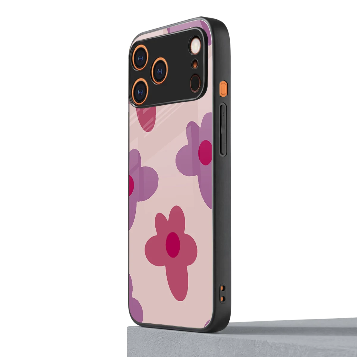 Floral Purple iphone 17 pro mobile cover | shockproof glass phone case