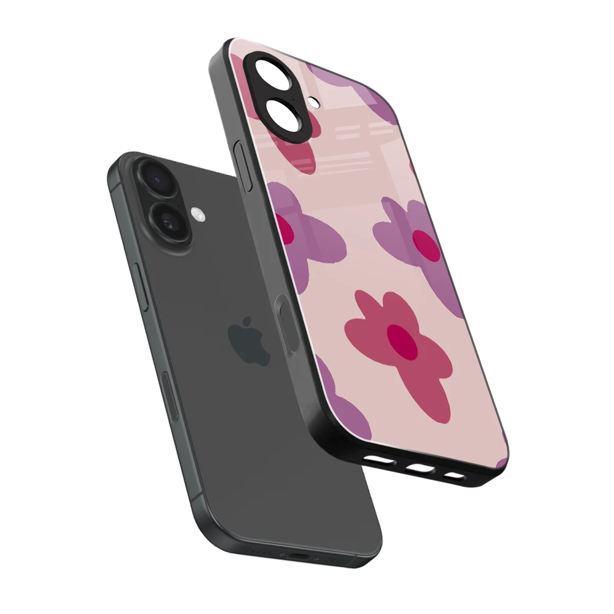 Floral Purple sleek iphone 17 cover with tempered glass back and TPU edges