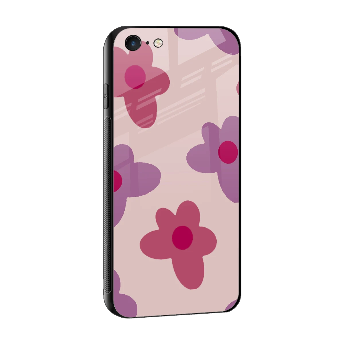 Floral Purple sleek iphone 6s cover with tempered glass back and TPU edges