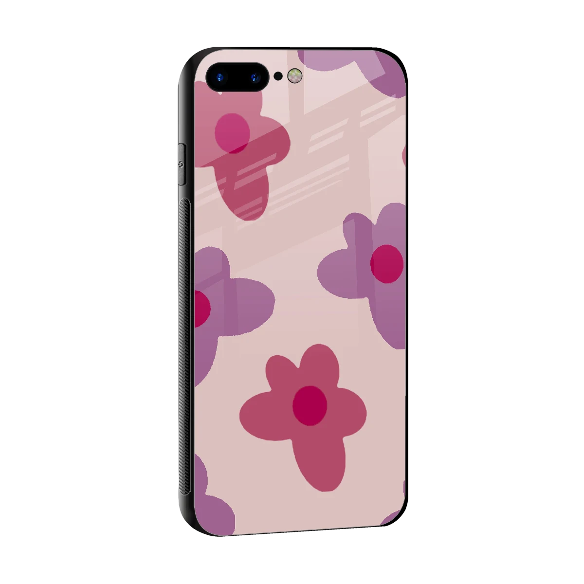 Floral Purple sleek iphone 8 plus cover with tempered glass back and TPU edges