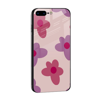 Floral Purple sleek iphone 8 plus cover with tempered glass back and TPU edges