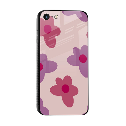 Floral Purple sleek iphone 7 cover with tempered glass back and TPU edges