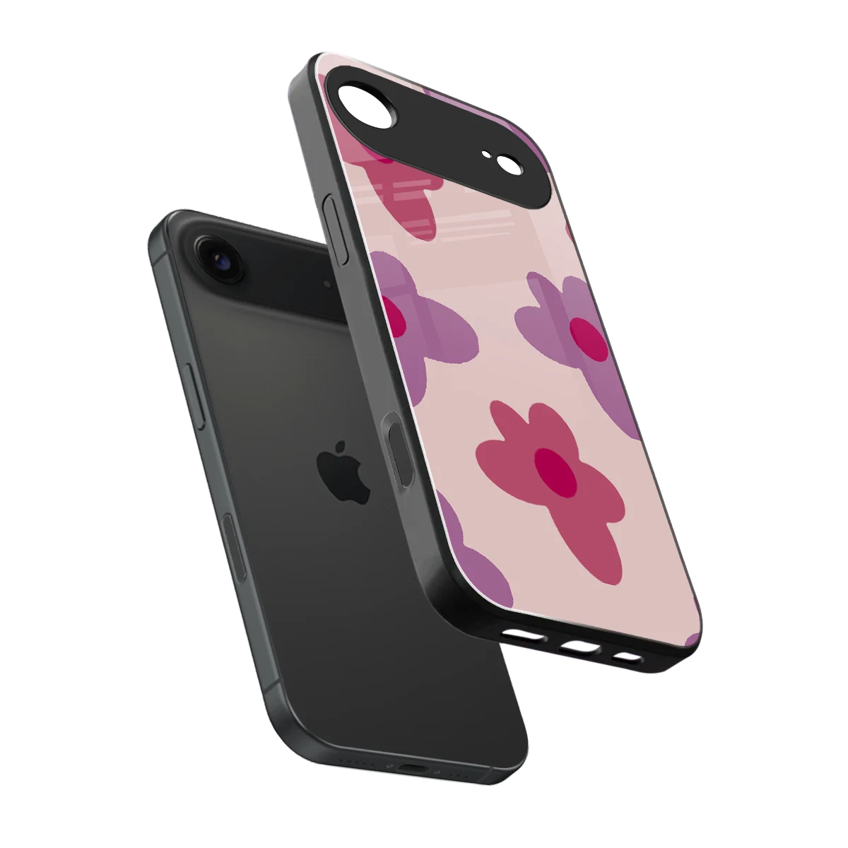 Floral Purple sleek iphone air cover with tempered glass back and TPU edges
