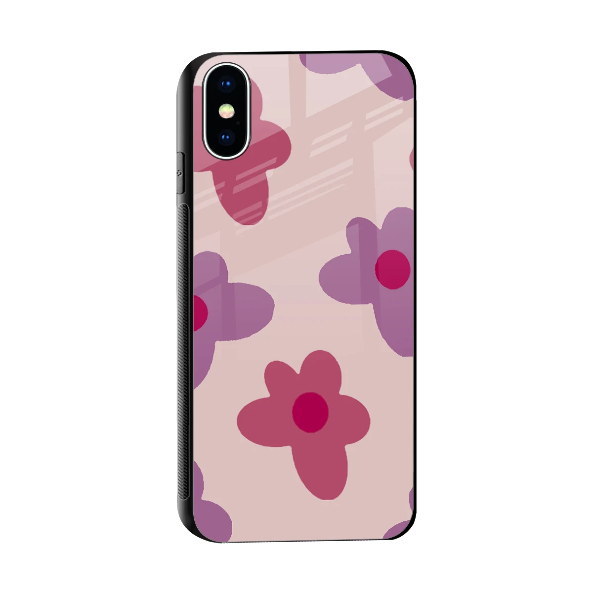 Floral Purple sleek iphone x cover with tempered glass back and TPU edges