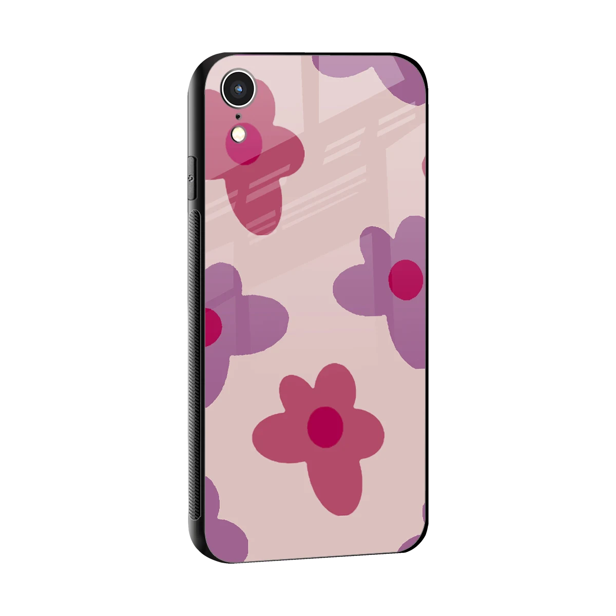 Floral Purple sleek iphone xr cover with tempered glass back and TPU edges