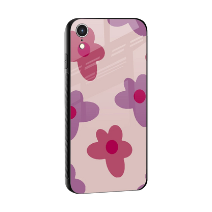Floral Purple sleek iphone xr cover with tempered glass back and TPU edges