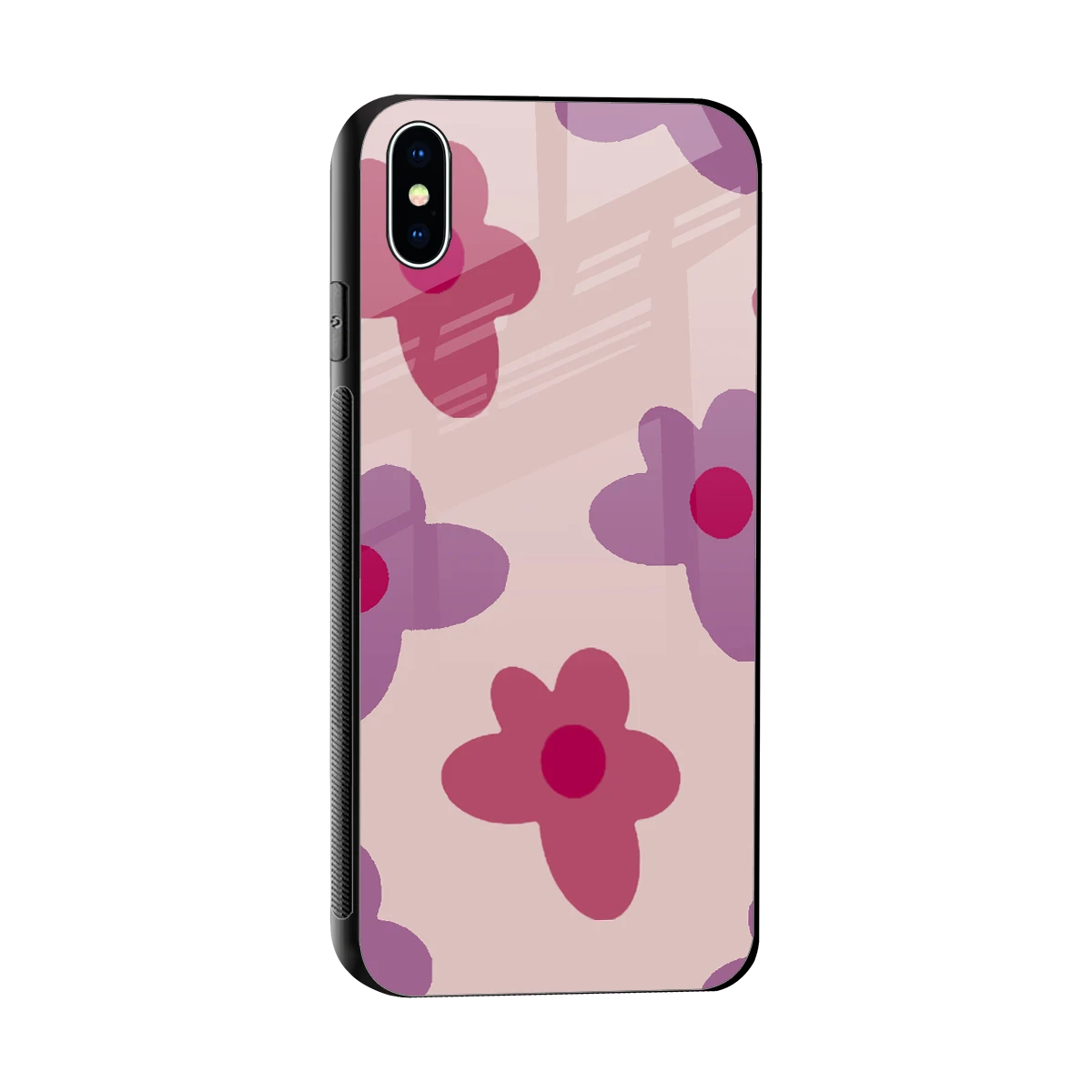 Floral Purple sleek iphone xs max cover with tempered glass back and TPU edges