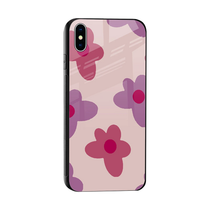 Floral Purple sleek iphone xs max cover with tempered glass back and TPU edges