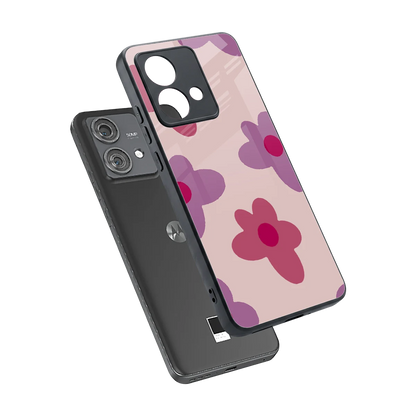 Floral Purple sleek motorola edge 40 neo 5g cover with tempered glass back and TPU edges