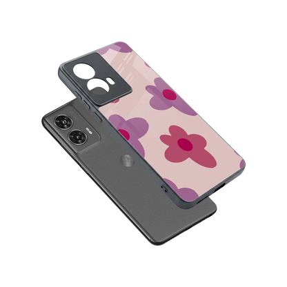 Floral Purple sleek motorola edge 50 fusion cover with tempered glass back and TPU edges