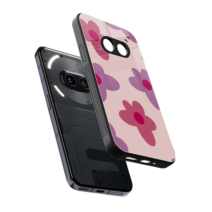 Floral Purple sleek nothing phone 2a cover with tempered glass back and TPU edges
