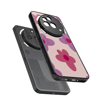 Floral Purple sleek nothing phone 3a pro cover with tempered glass back and TPU edges